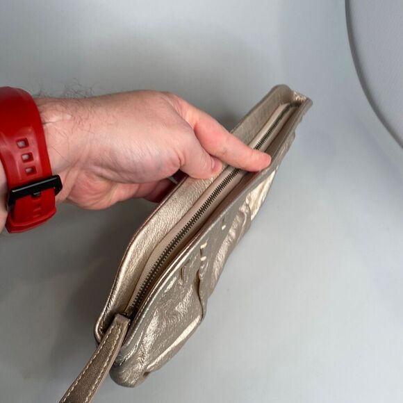 GAP - Vegan Leather Clutch Purse - Gold Color - Width 13" x Height 7.5"= - Picture 4 of 16